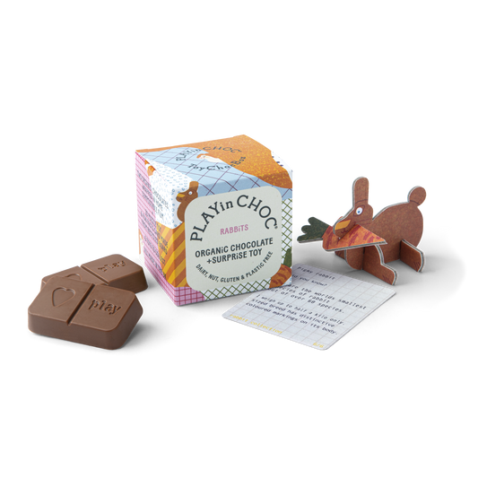 Rabbits  - Vegan and Gluten Free Surprise Box - Puzzle Toy with Chocolate - Plastic Free - ToyChoc Box®