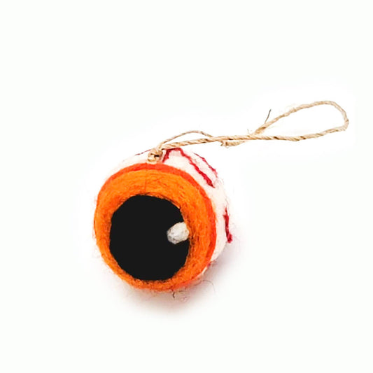 Orange Spooky Eyeball Ornament - Felted Wool Eco Air Freshener