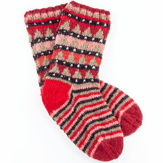 Women's Wool Knit Socks - Spirit Red