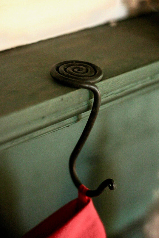 Stocking Holder Hook for Mantle or Shelf - Hand Forged