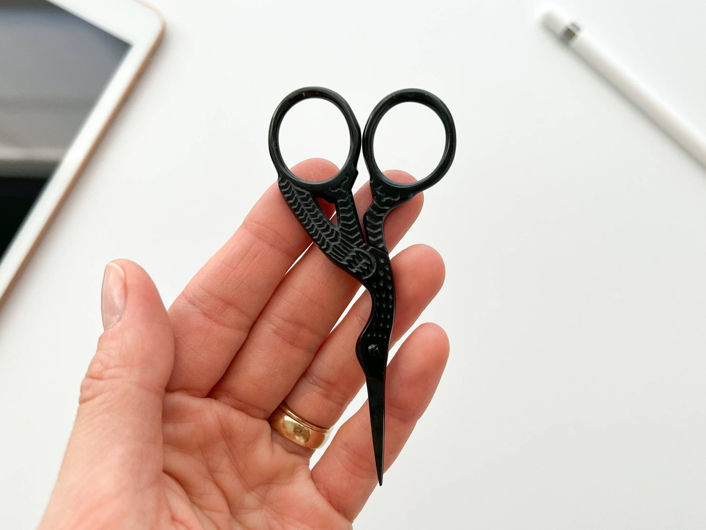 Black Stork Embroidery Scissors