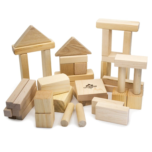 Wood Building Blocks Set for Kids – 40 Pieces