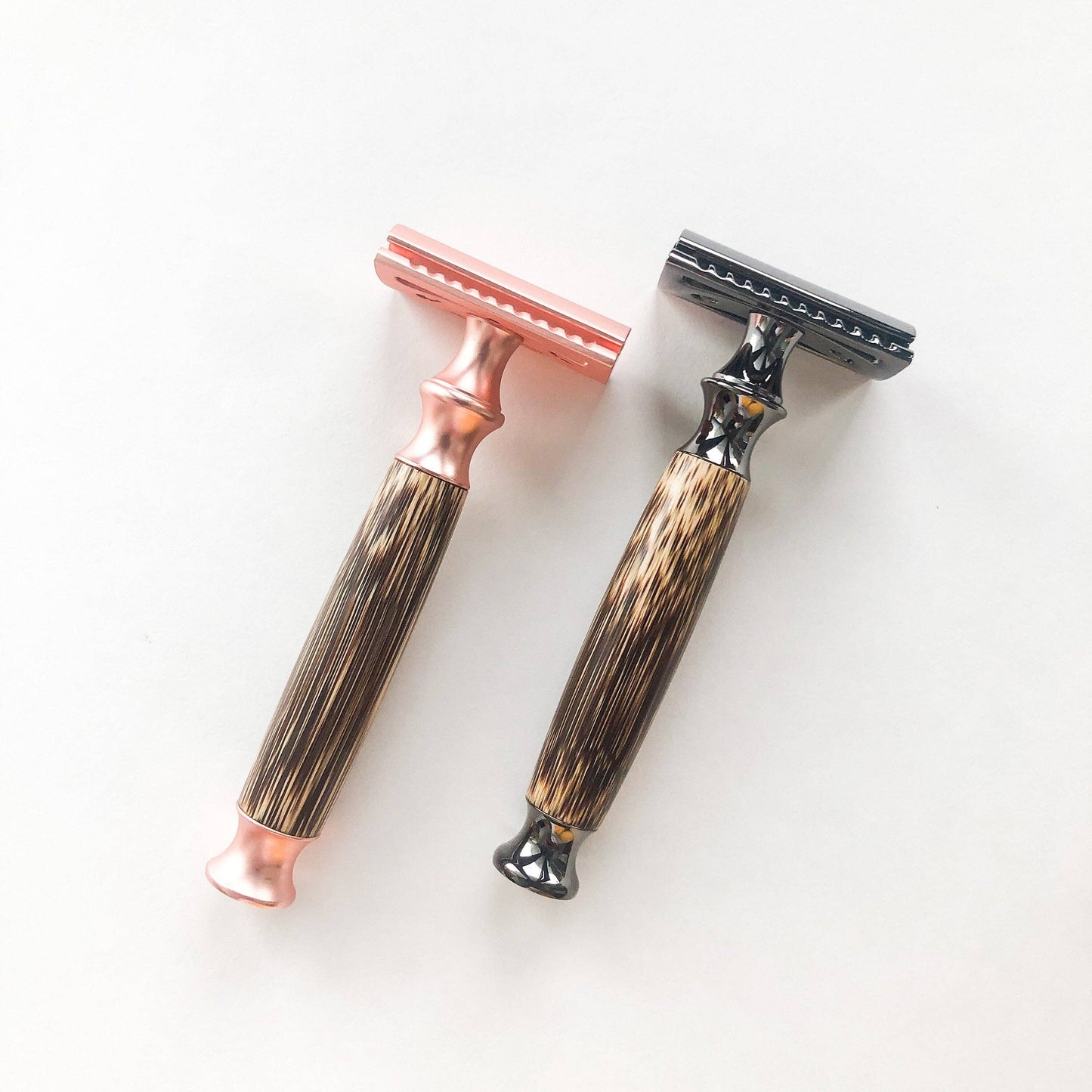 Bamboo Safety Razor - Rose Gold with Straight Handle