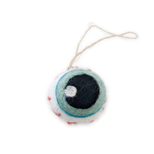 Blue Spooky Eyeball Ornaments - Felted Wool Eco Air Freshener