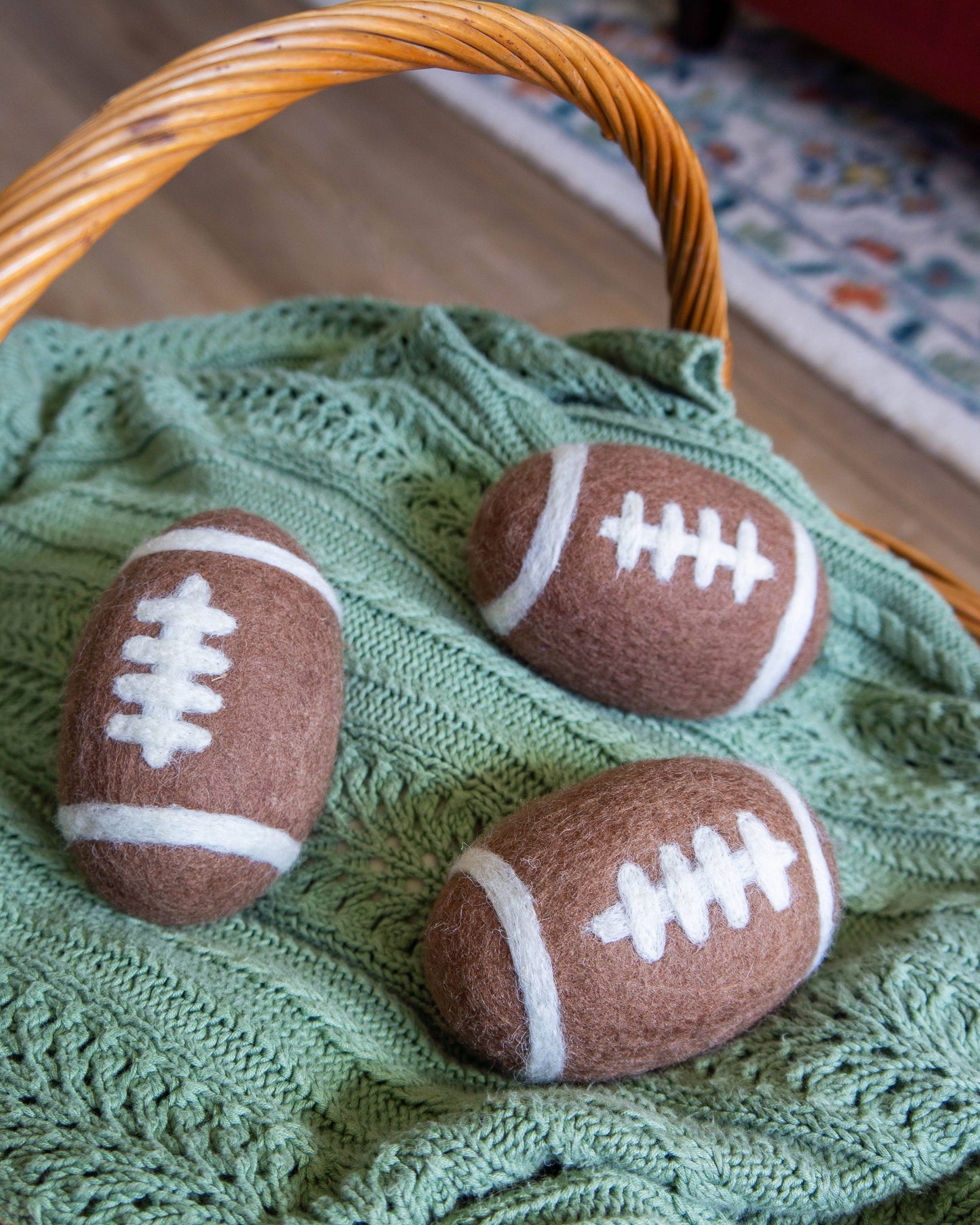 Football Dog Toy - Felted Wool - No Squeaker - Single Ball