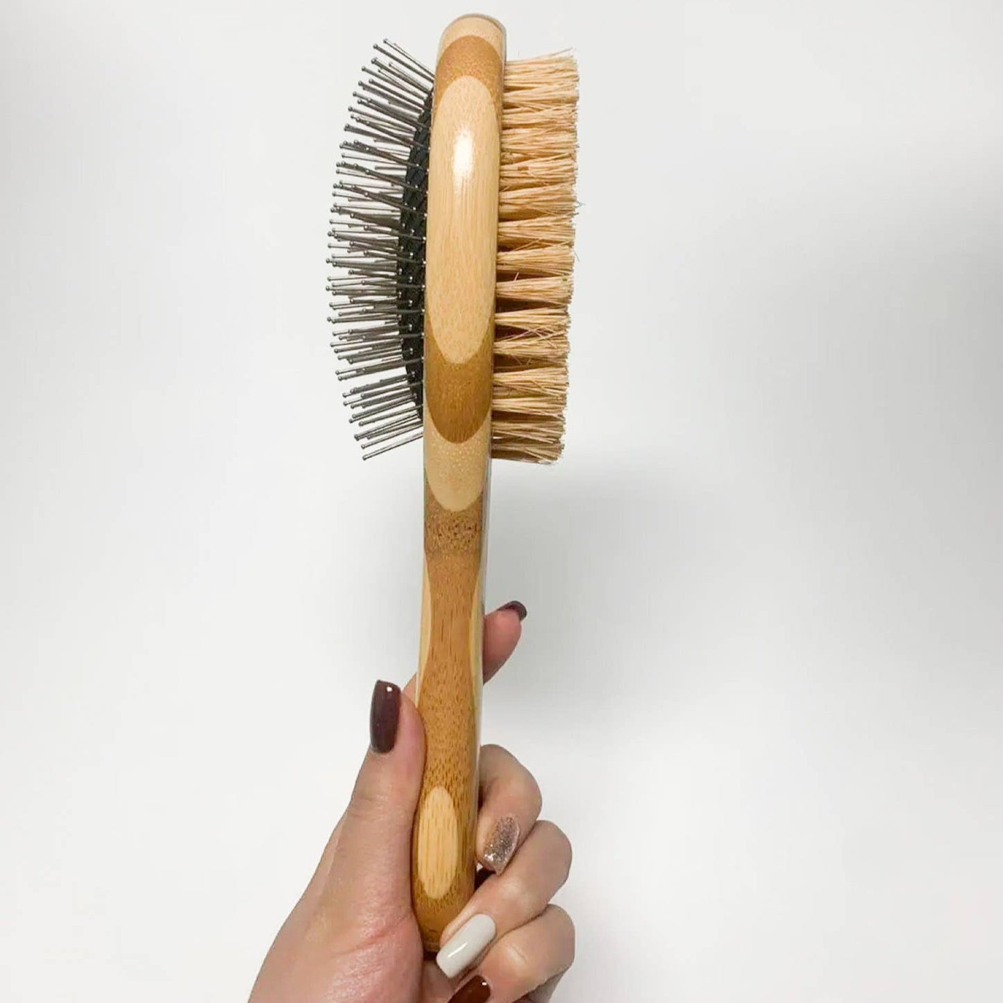 Bamboo Pet Brush - Double-Sided - Plastic Free Bristles