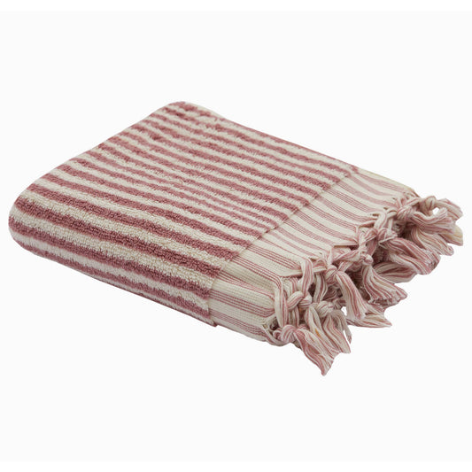 Stripe Hand-loomed Turkish Hand Towel - Pink and White