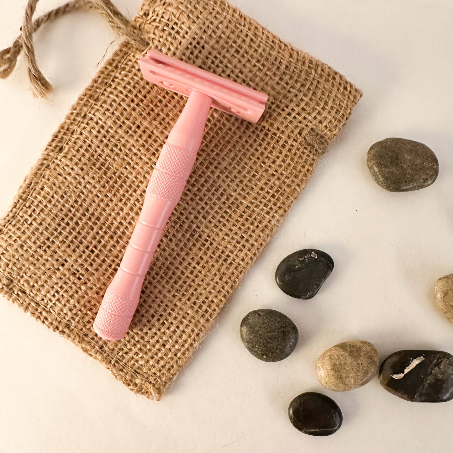 Plastic Free Reusable Metal Double Edge Razor - Blush