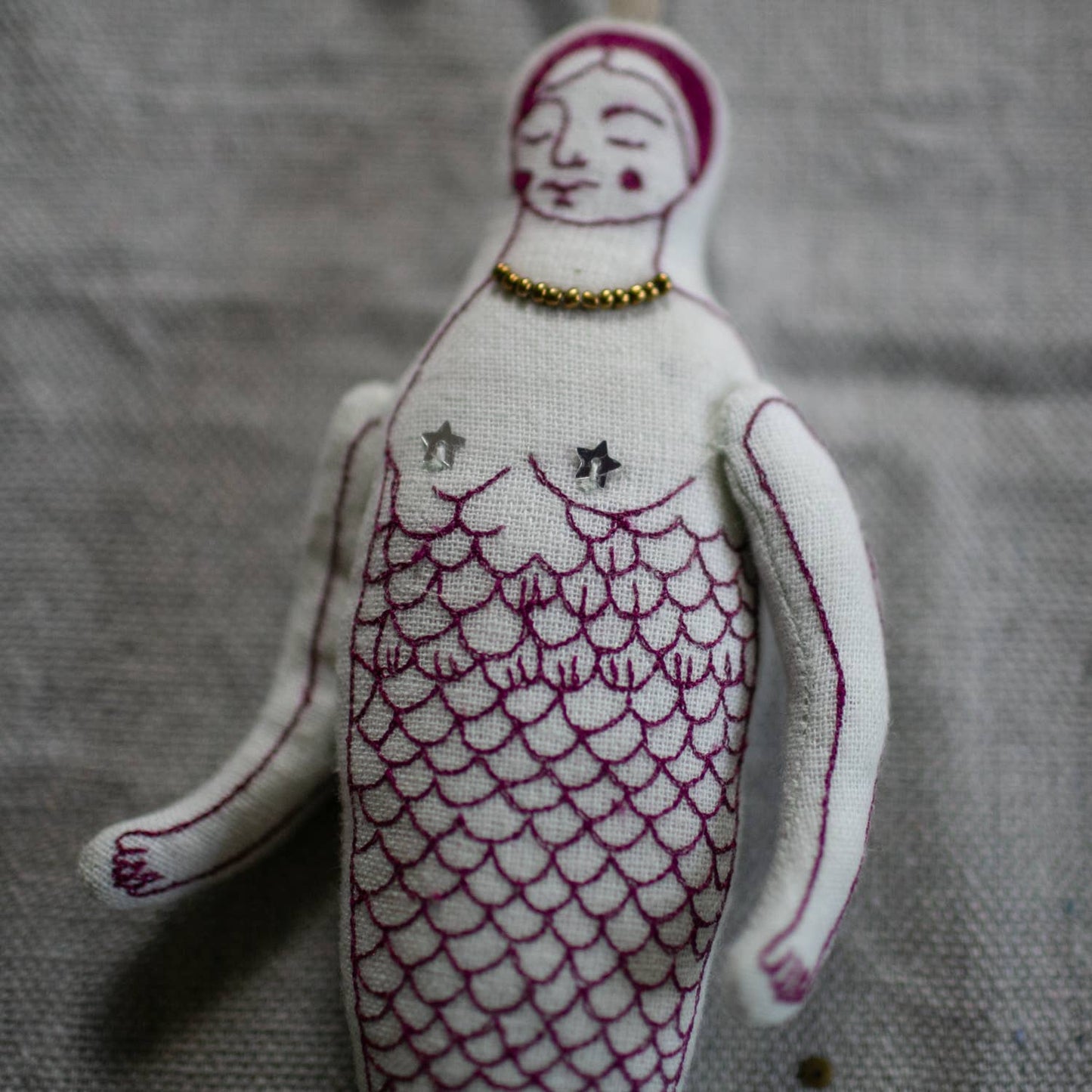 Mermaid Person - Cotton & Lavender filled Art Doll