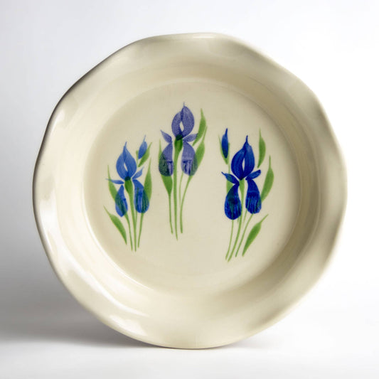 Field of Iris - Frilly Pie Plate - Handmade Stoneware