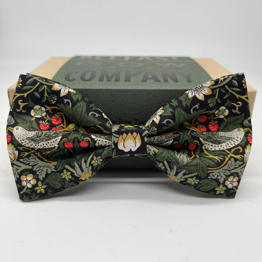 Liberty of London Bow Tie in Dark Green Strawberry Thief