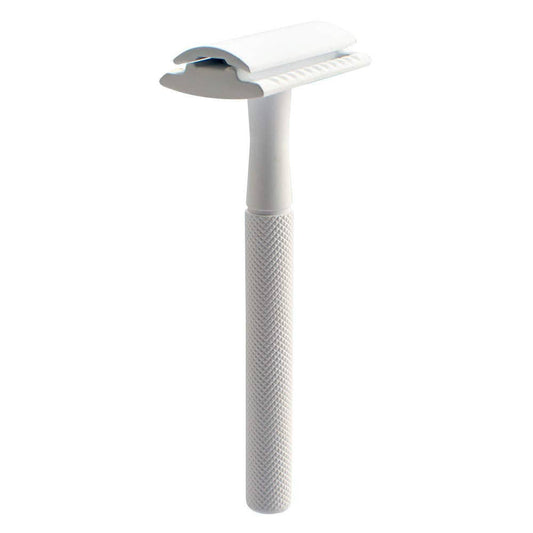 Plastic Free Reusable Safety Razor - Straight Handle White