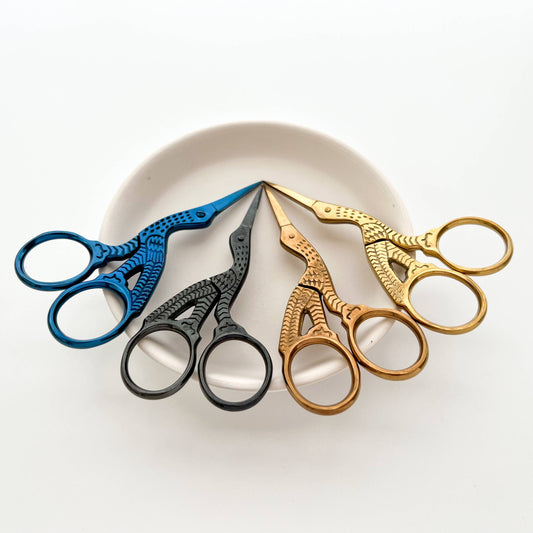 Antique Gold Stork Embroidery Scissors