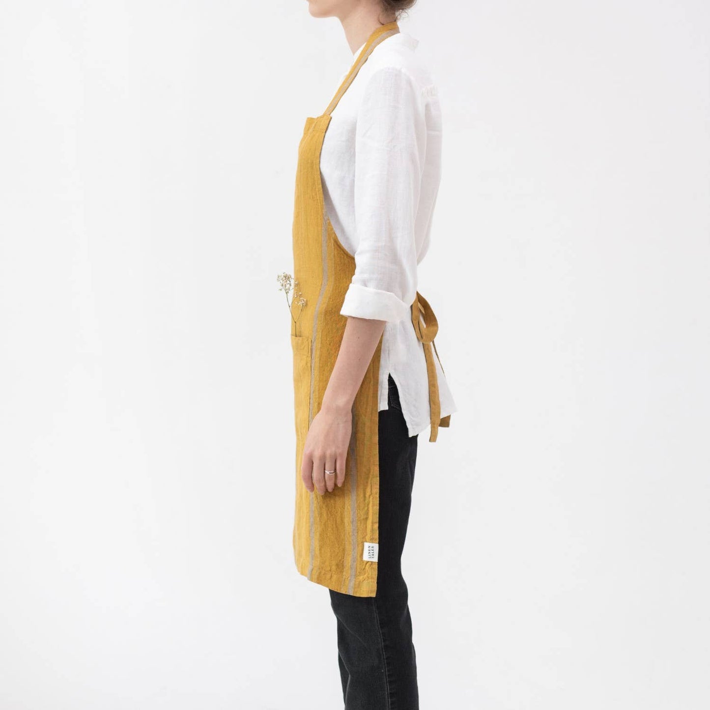 Amber Bronze Stripes Linen Daily Apron