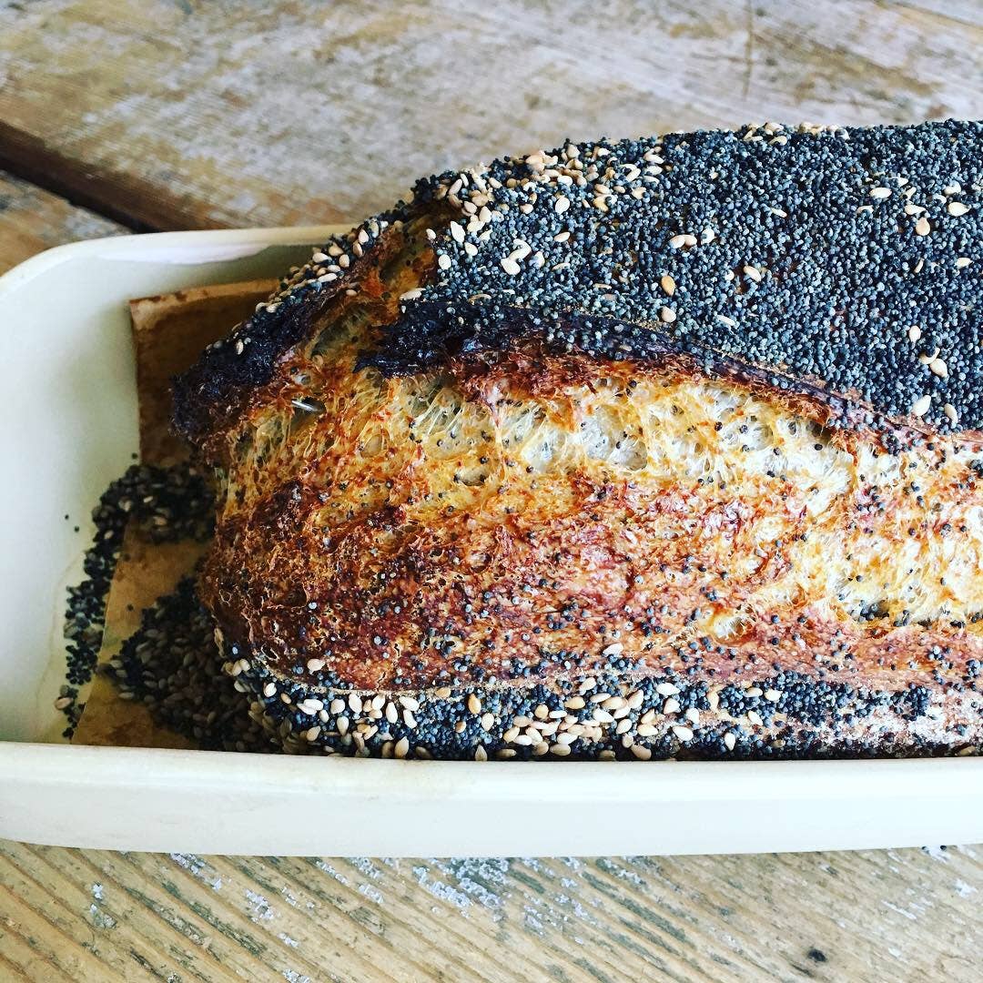 Covered Stoneware Bread Baking Pan