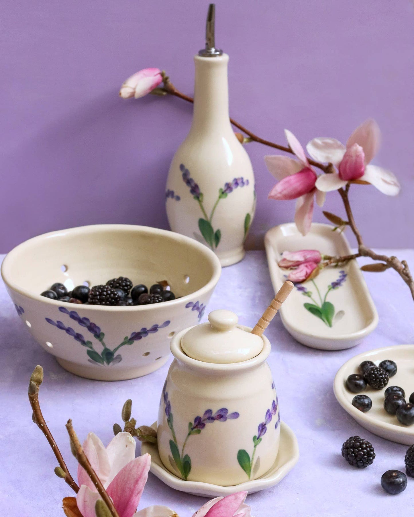 Berry Colander with Saucer - Poppies