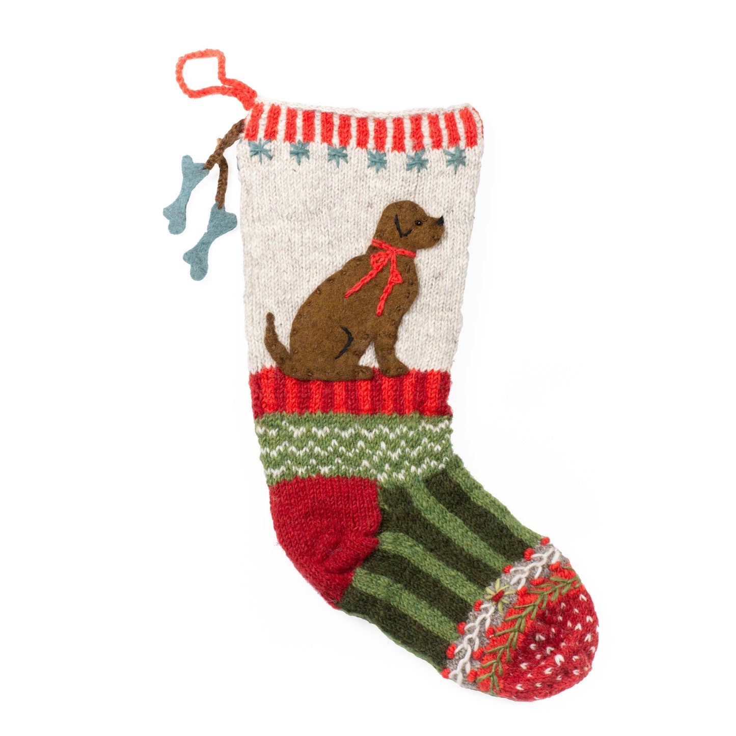 Knitted Wool Christmas Stocking - Woof