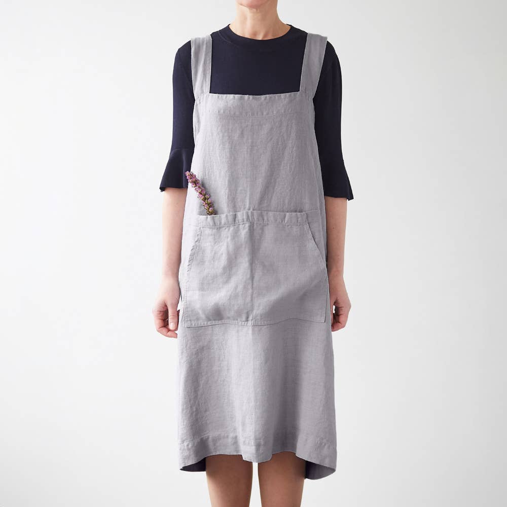 Light Grey Linen Pinafore Apron