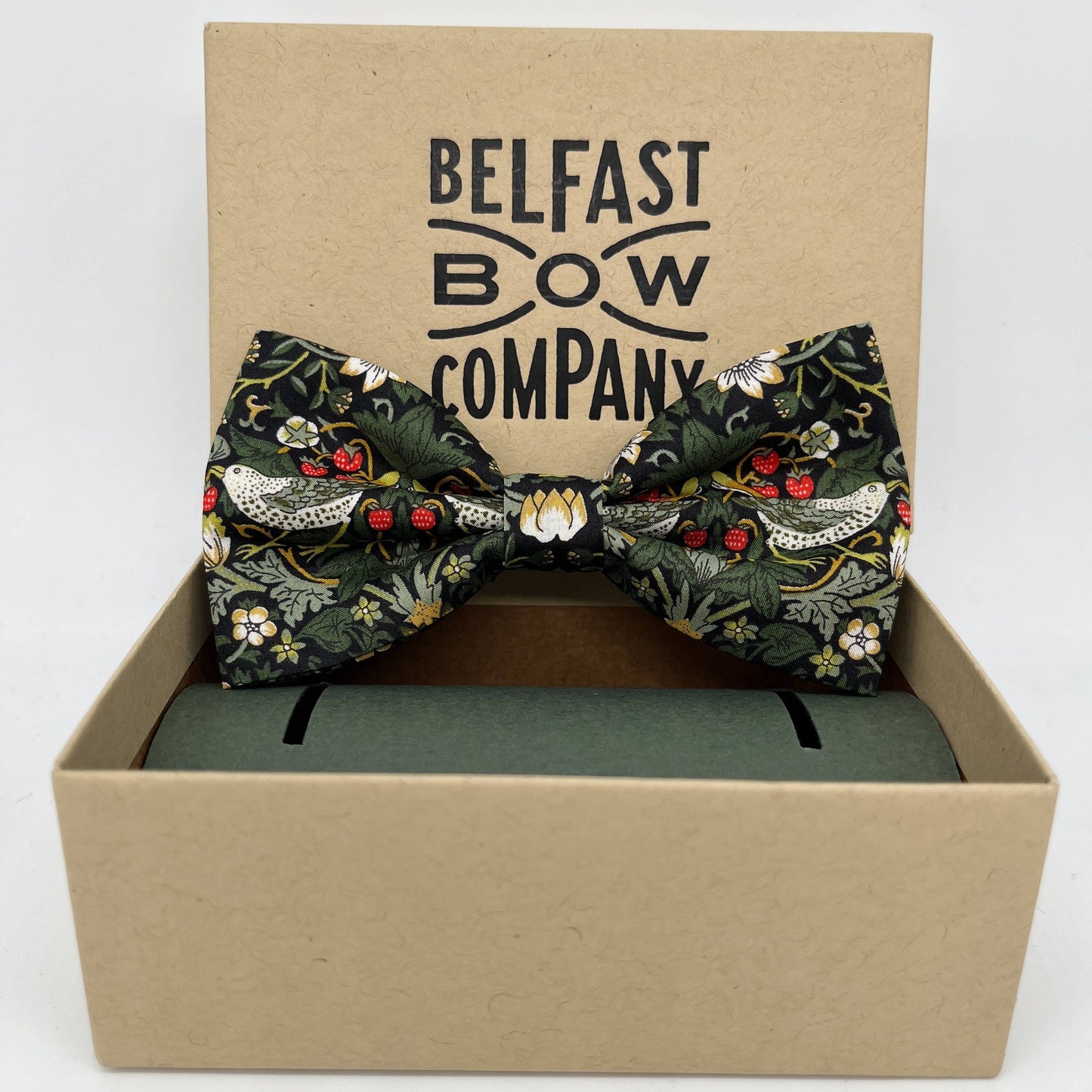 Liberty of London Bow Tie in Dark Green Strawberry Thief