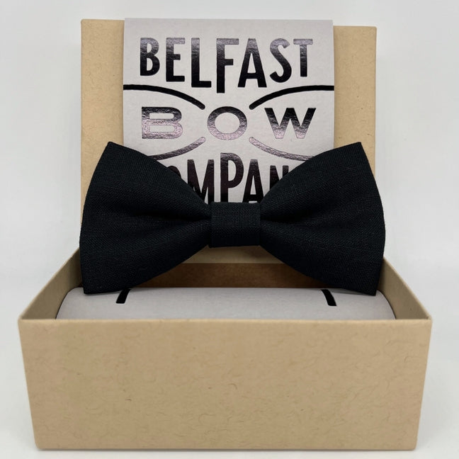 Irish Linen Bow Tie in Black