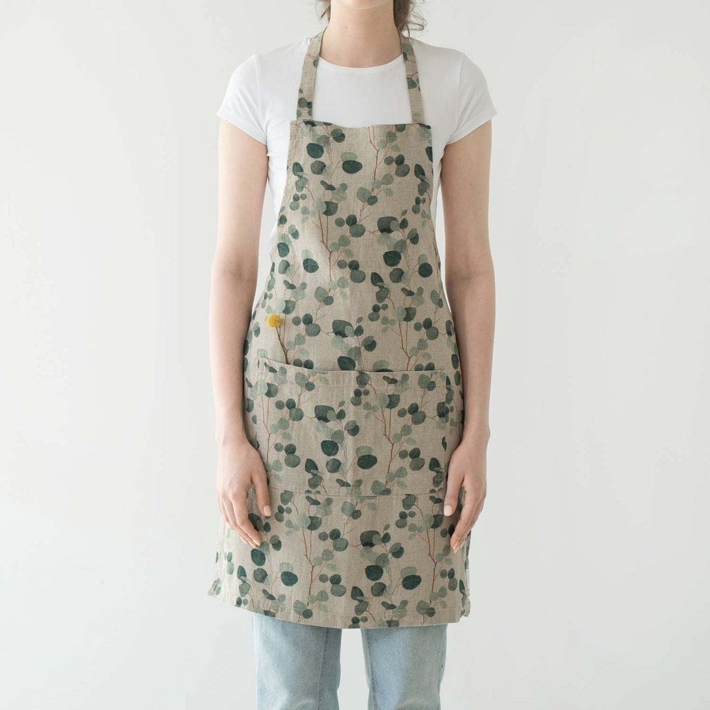 Eucalyptus on Natural Linen Daily Apron