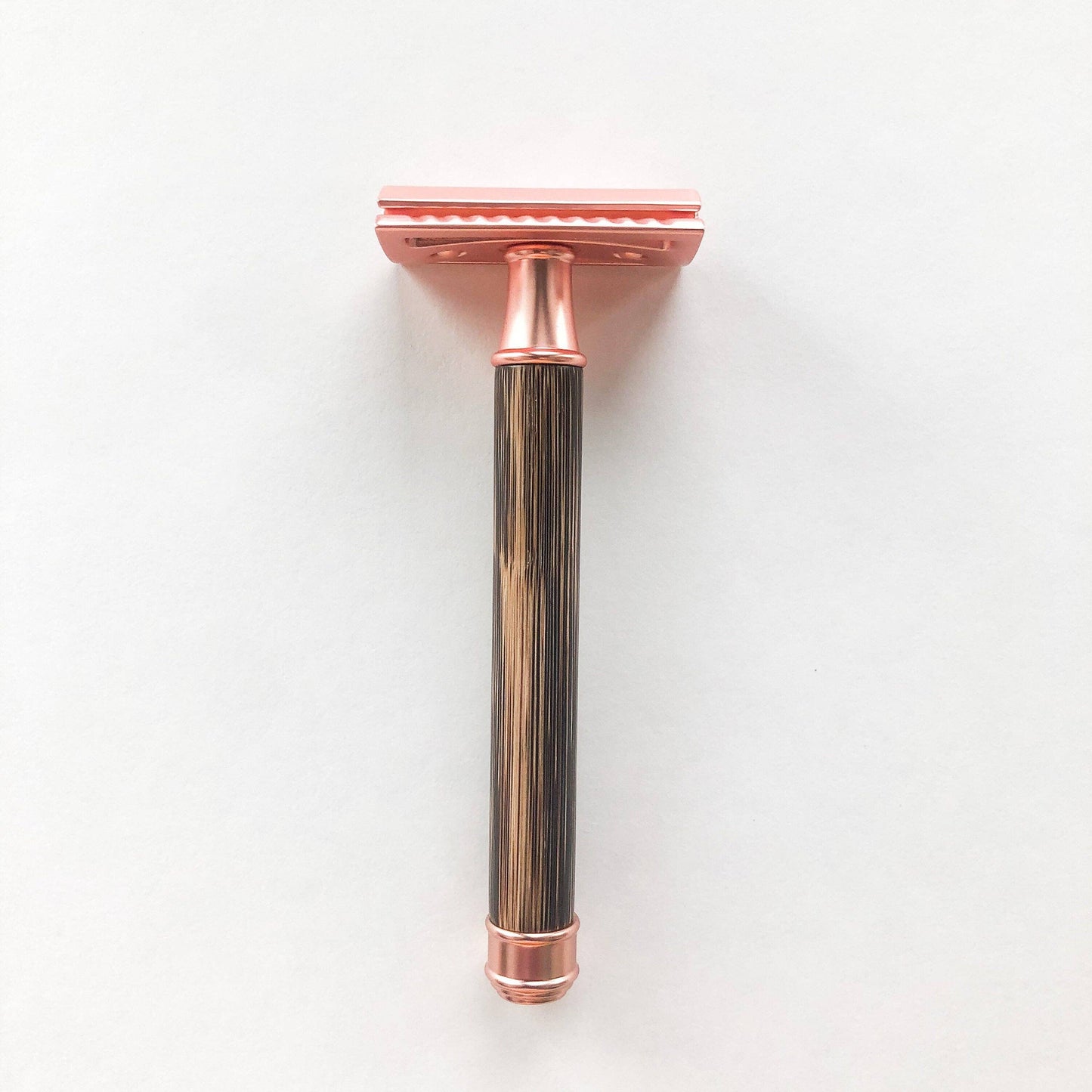 Bamboo Safety Razor - Rose Gold with Straight Handle