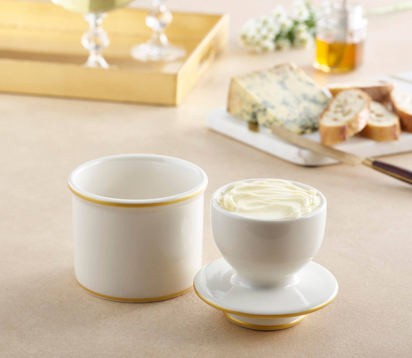 The Original Butter Bell® Crock - Le Bistro Gold Trim