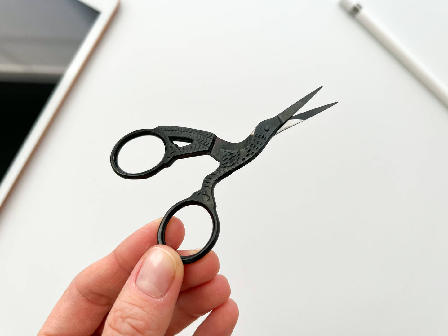 Black Stork Embroidery Scissors