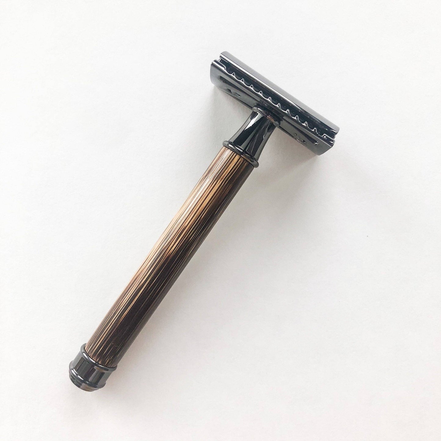 Bamboo Safety Razor - Rose Gold with Straight Handle