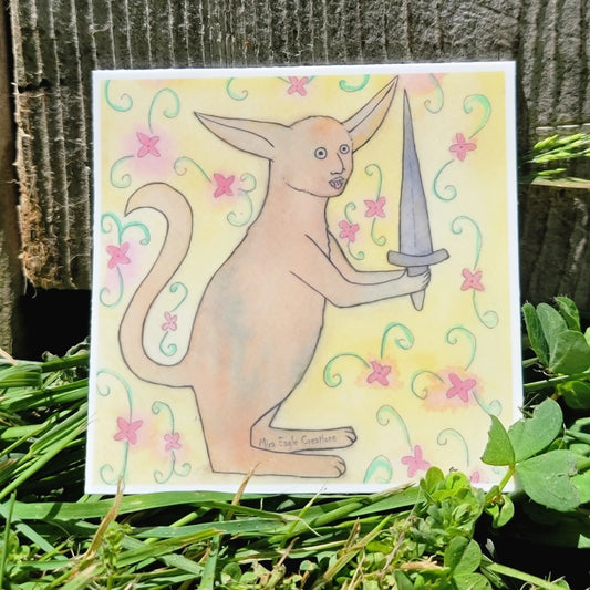 Medieval Cat King Vinyl Sticker