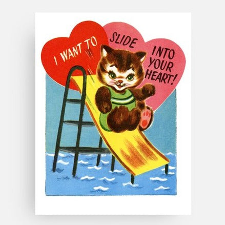 Slide Into My Heart - Valentine Post Card