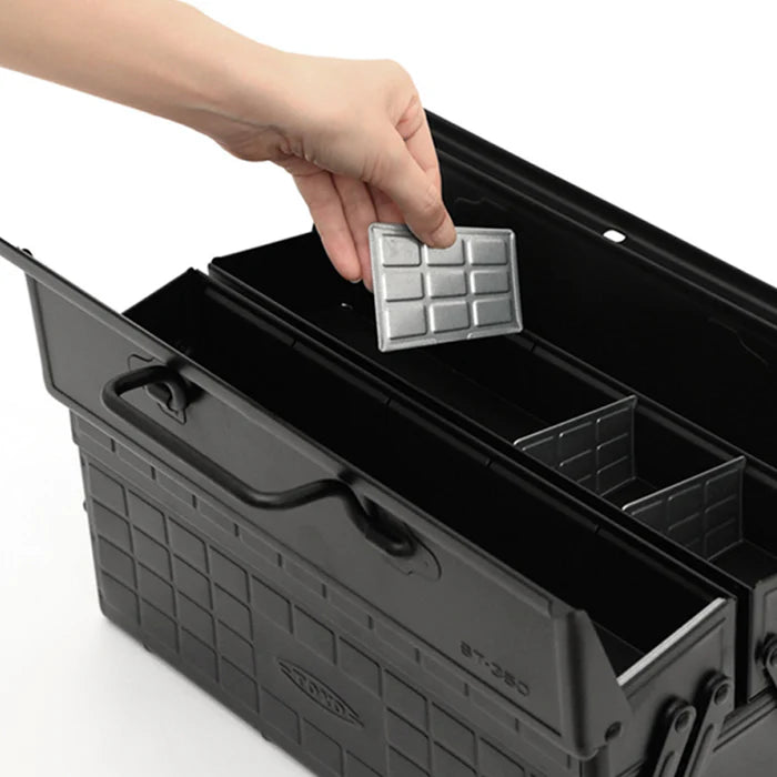 Toyo - Steel Toolbox with Cantilever Lid and Upper Storage Trays ST-350 - Silver