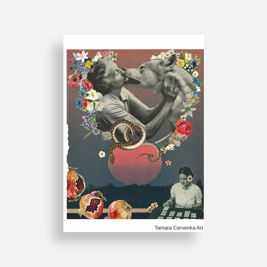 Embrace the Feral Self Art Post Card - 5 x 7 - Original Art Print by Tamara Cervenka