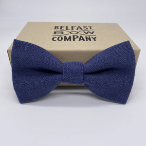 Irish Linen Bow Tie in Navy Blue