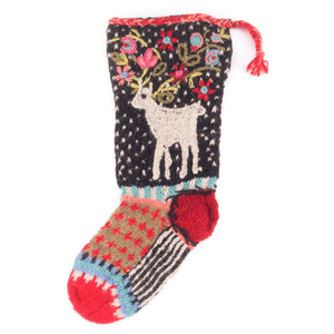 Knitted Wool Christmas Stocking - Reindeer