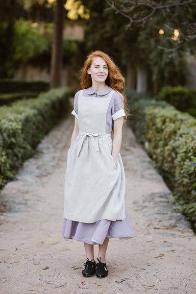 Natural linen apron pinafore