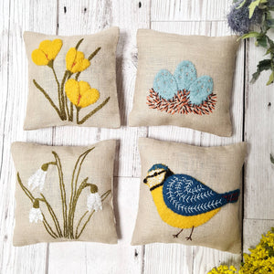 Linen Lavender Bags Embroidery Kit - Spring Garden