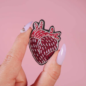 Anatomical Heart Embroidered Brooch