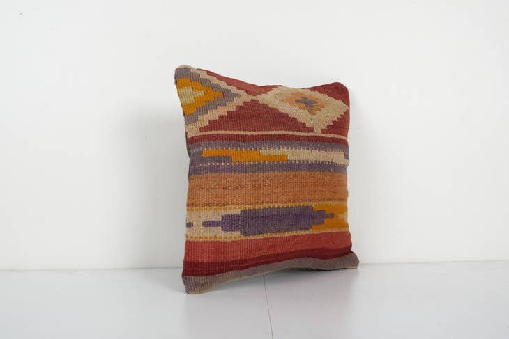 Vintage Anatolian Kilim Pillow 14x14