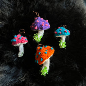 Magic Mushroom Hand Knit Decorative Ornament