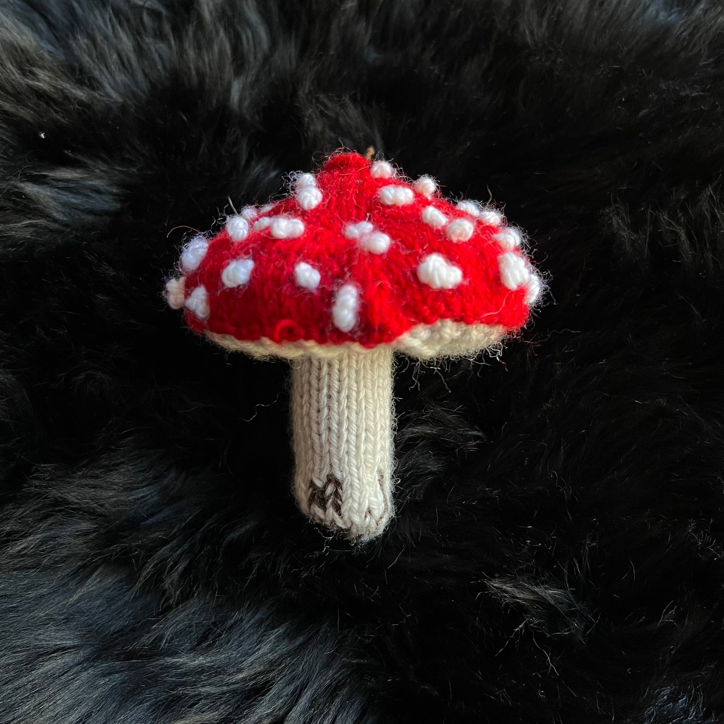 Amanita Mushroom Hand-knit Decorative Ornament