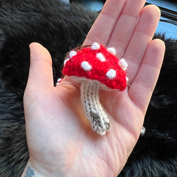Amanita Mushroom Hand-knit Decorative Ornament