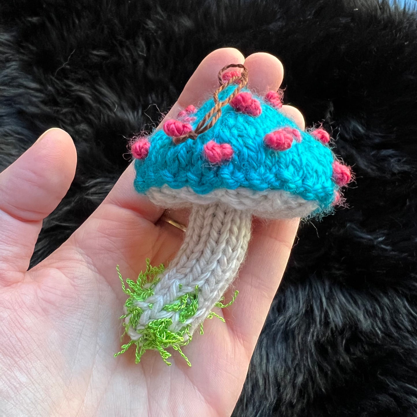 Magic Mushroom Hand Knit Decorative Ornament