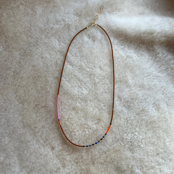 Beaded Choker in Sienna with Lapis