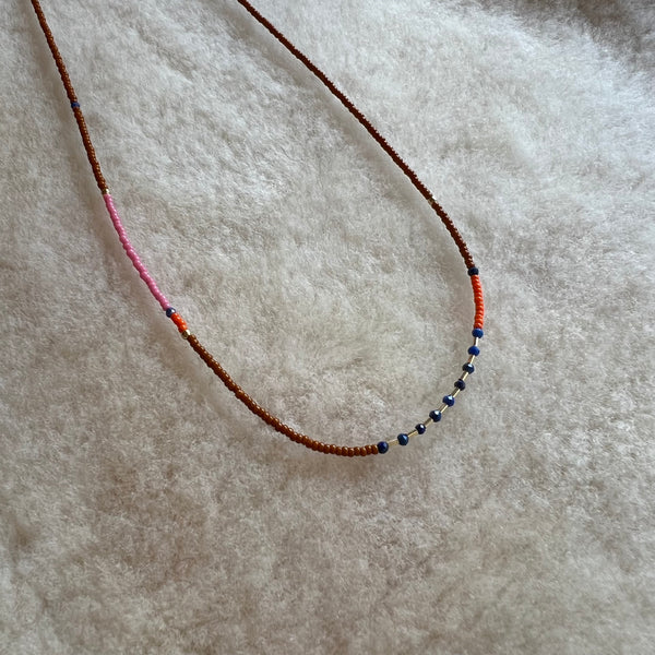 Beaded Choker in Sienna with Lapis