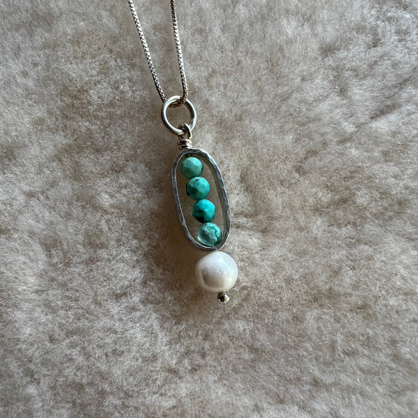 Sterling Silver Turquoise and Pearl Necklace