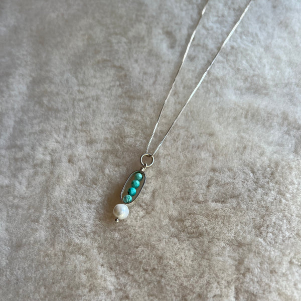 Sterling Silver Turquoise and Pearl Necklace