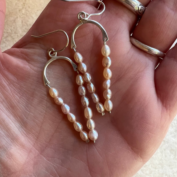 Sterling Silver Pink Pearl Earrings
