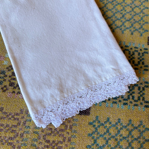 White Napkin With Crochet Lace Edge