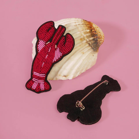 Embroidered Lobster Brooch